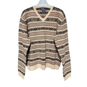 Vintage Polo Ralph Lauren Size Large Womans Wool V-neck Sweater